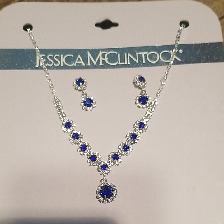 Jessica Mcclintock Silver Necklace With Blue Accents